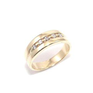14K Yellow Gold Men's Ring Size 10.5 Natural Diamond Wedding Band